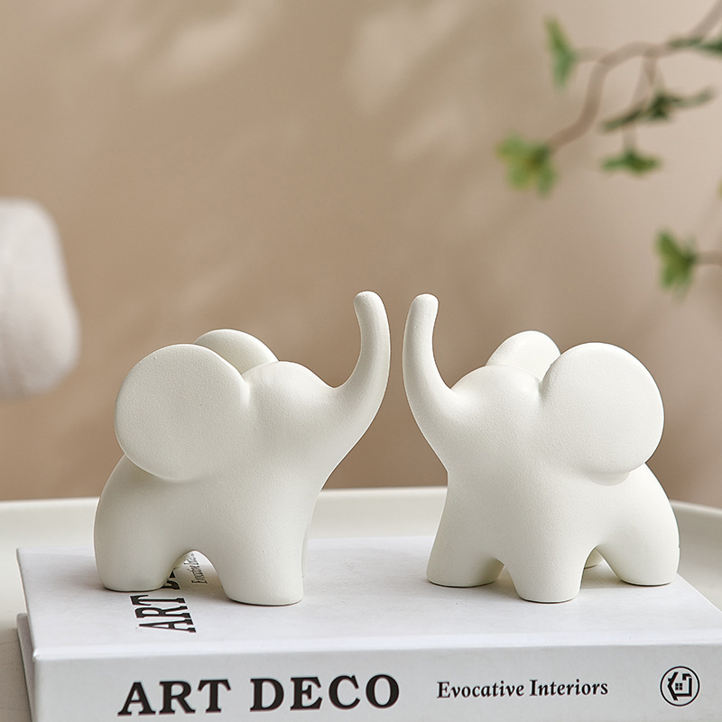Crafting Resin - Vereenvoudigde Cartoon Olifant Paar Standbeeld Abstract