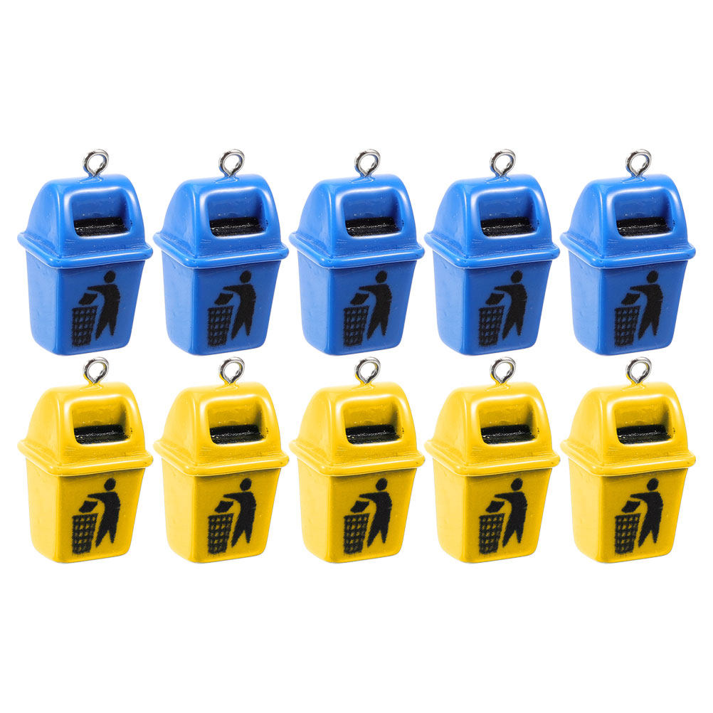 Resin Crafts - 10 stuks afvalbak-charms, gladde hars-hanghangers voor