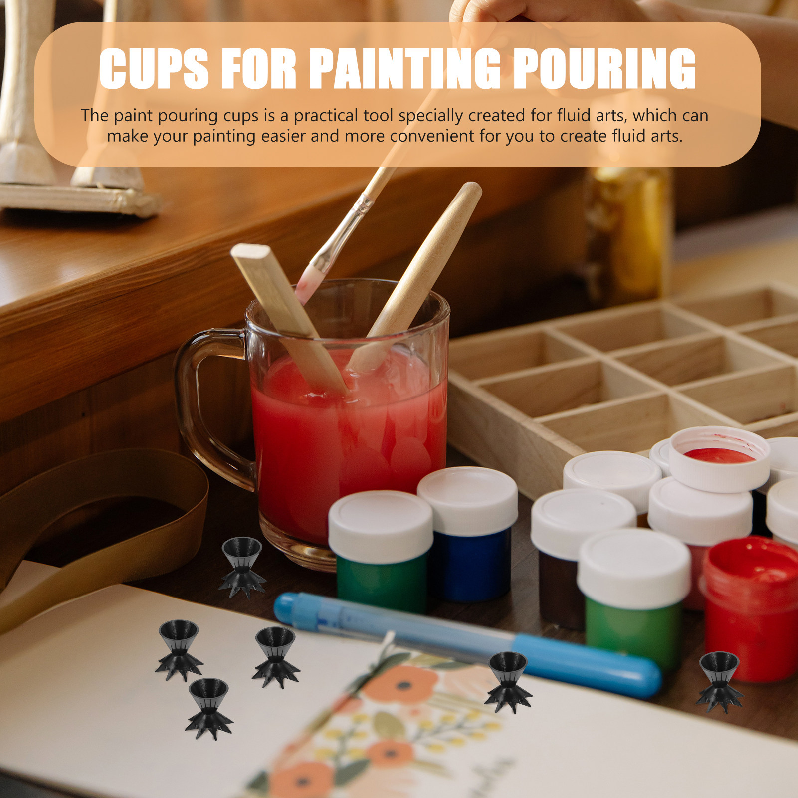 Mixing Cup Silicone - 6 stuks siliconen gietbekers voor schilderen,